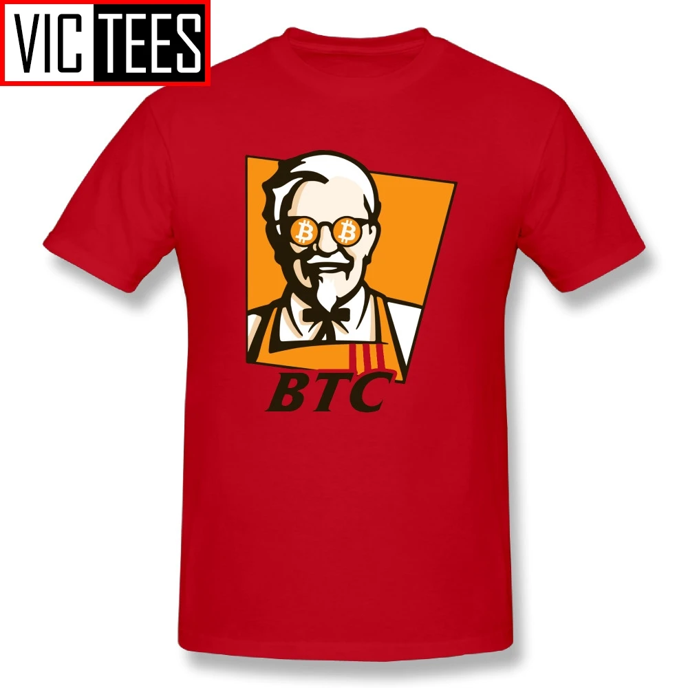 Мужские футболки Биткоин BTC рецепт Забавный KFC взрослая футболка персональная взрослая футболка принт на заказ хлопок - Цвет: Красный