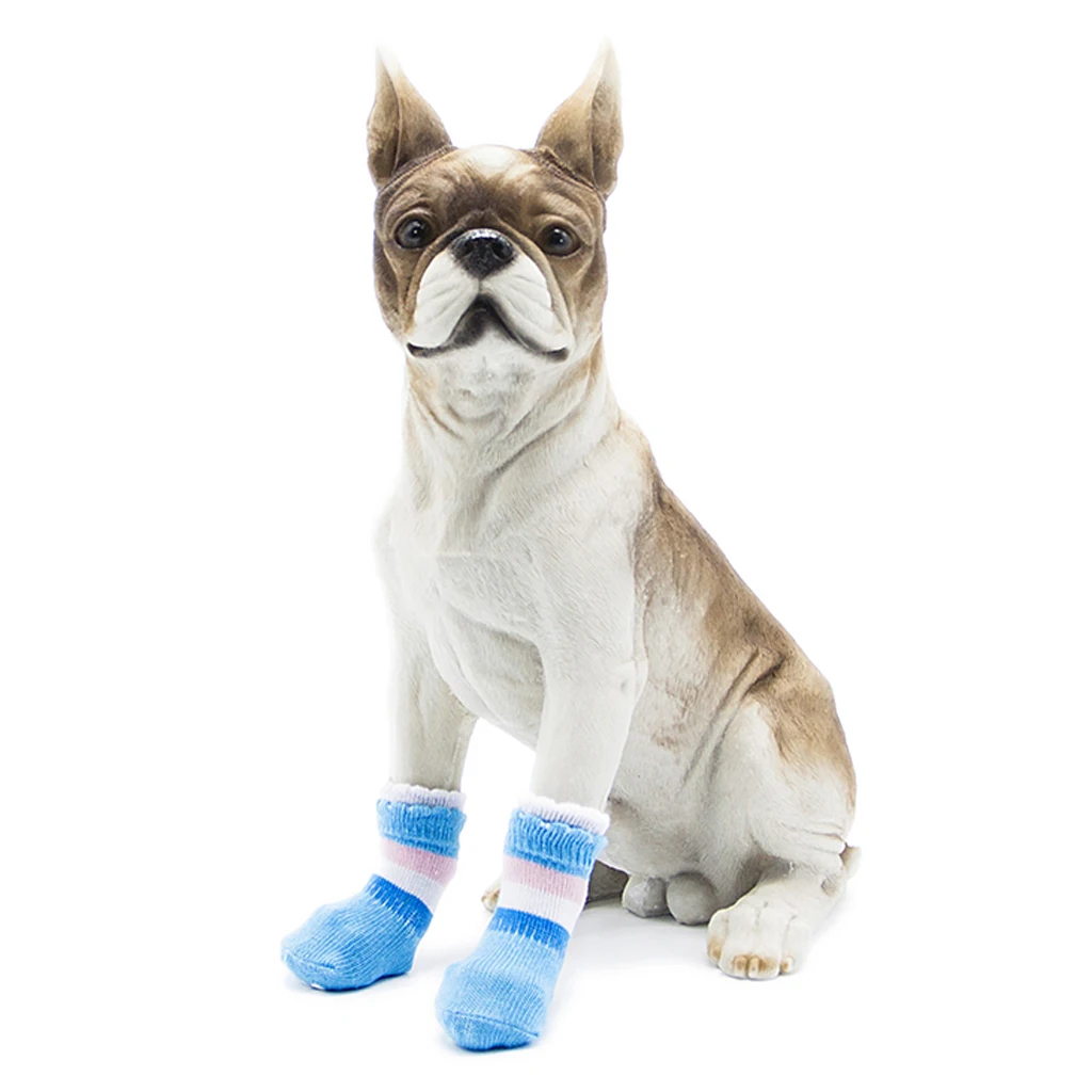 

4Pcs Novelty Cotton Warm Pet Socks Indoor Dog Nonskid Knit Socks Multi Size