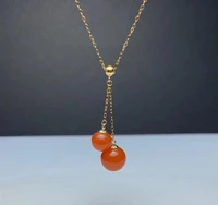 shilovem 18k yellow gold natural south red agate pendants no necklace fine jewelry classic gift plant gift mymz08086 56 500nh