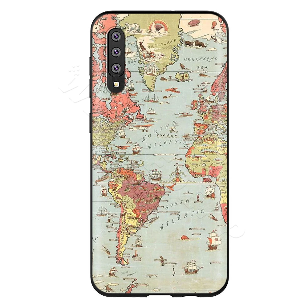 Webbedepp розовый мир чехол "карта" для samsung Galaxy S7 S8 S9 S10 Edge Plus Note 10 8 9 A10 A20 A30 A40 A50 A60 A70 - Цвет: 1