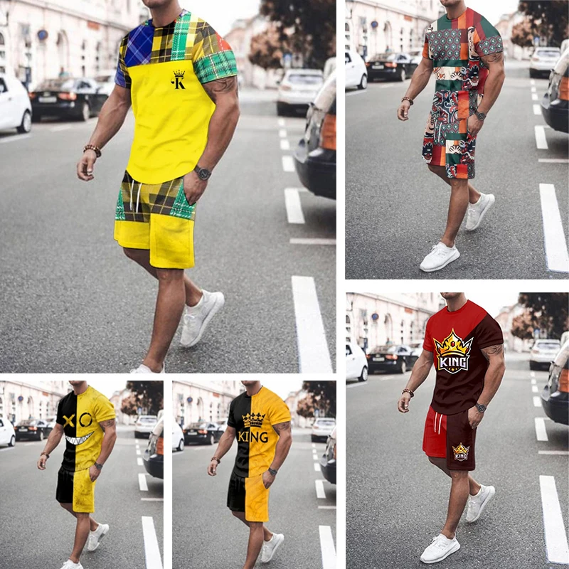 Костюм мужской летний из футболки с коротким рукавом и спортивных шортов |