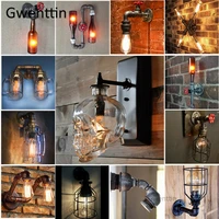 vintage glass bottle skull wall lamps pipe wall sconce mirror lights for bedroom industrial lamp home decor lighting fixtures