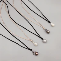 folisaunique freshwater baroque pearl pendant necklace for women casual classic jewelry woven braided silk cord long necklace