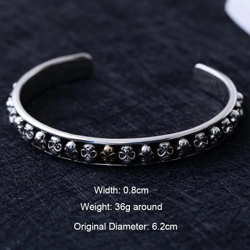 Новинка реальные оригинальные серебряные браслеты в стиле панк-рок для мужчин