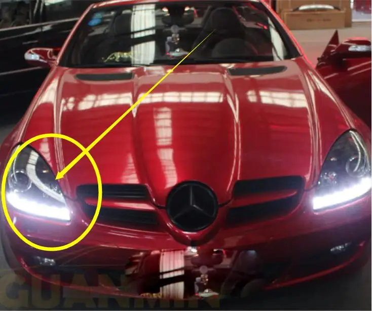 Видео 2 шт. 2004 ~ 2012 автомобиля bupmer головной светильник для Mercedes Benz R171 тумана SLK200 SLK350