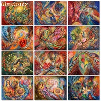 ruopoty oil paintings by number for adults phoenix coloring by numbers animal pictures by number wall art picture home decoratio