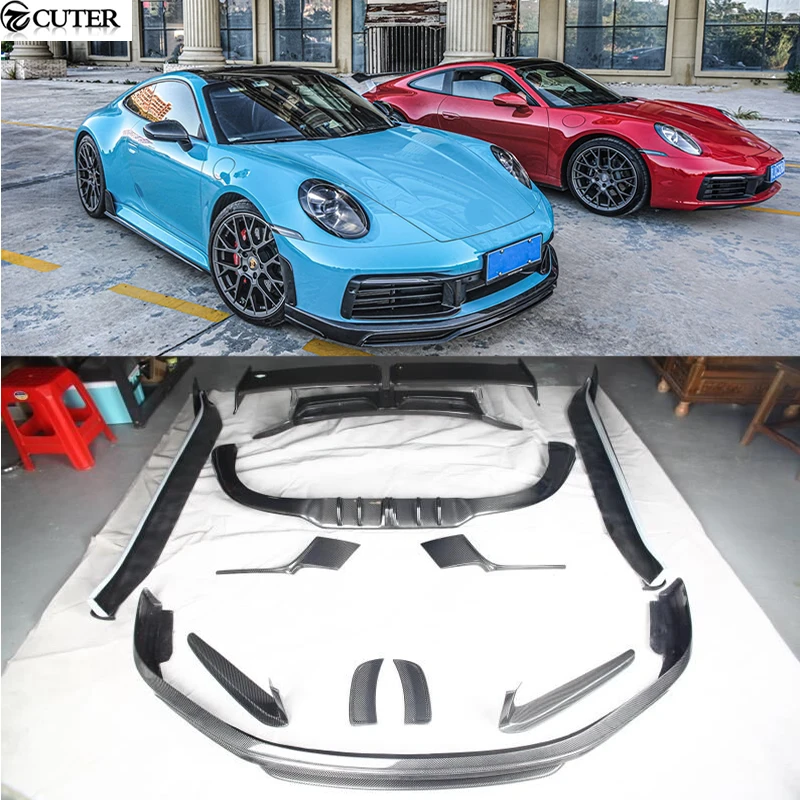 911 992 TA style FRP из углеродного волокна передняя губа задний диффузор спойлер крыло боковые юбки для Porsche Carrera