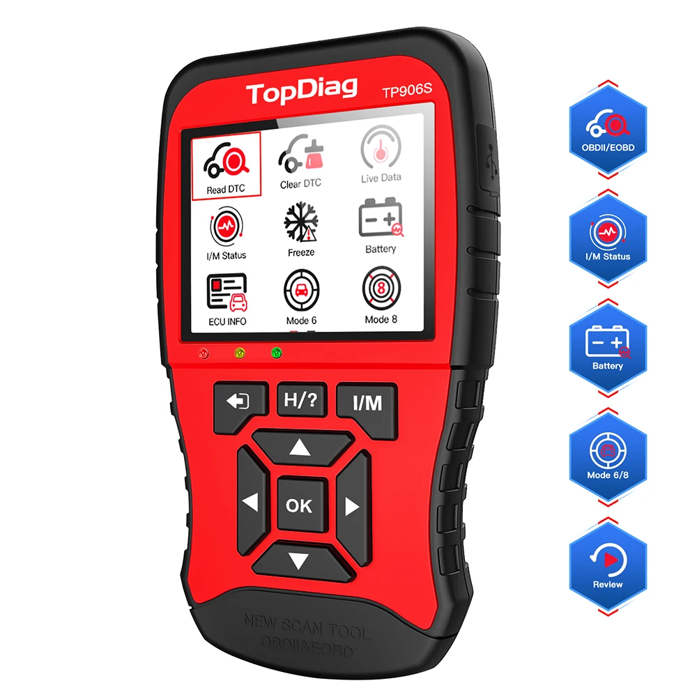 

New JDiag JD906S Code Reader New Generation Auto Diagnostics Tools OBD2 Scan Tool with I/M Readiness Mode6 Mode 8 JDiag 906s