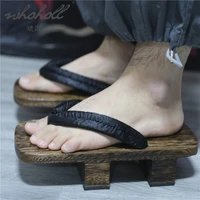 summer man slipper japanese geta wooden clogs sandals samurai cosplay shoes women man flip flops thick bottom platform sandals