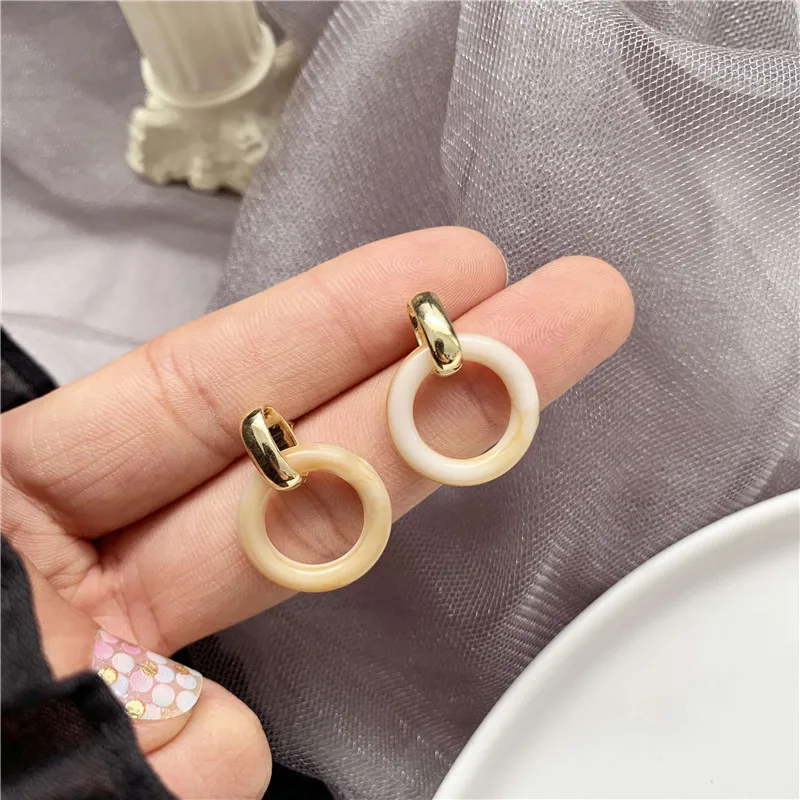 Модные маленькие серьги в стиле ретро молочного абрикоса корейские