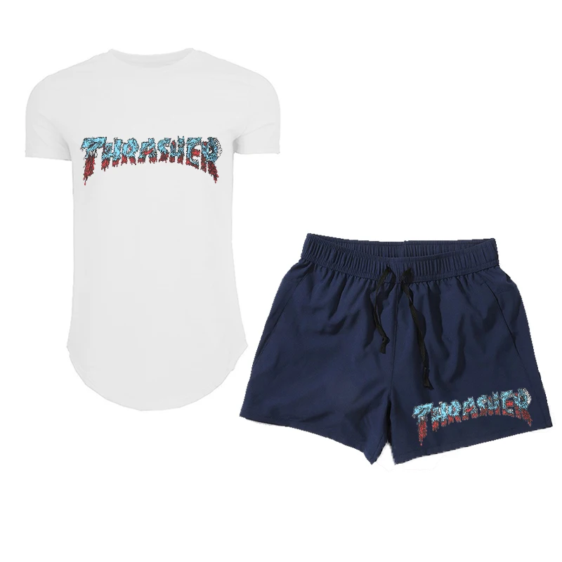 

skateboard T shirt Shorts Sets 2021 Summer Beach Casual T-shirt Suit Tracksuit Streetwear Harajuku Tops Oversized Tshirt men hot