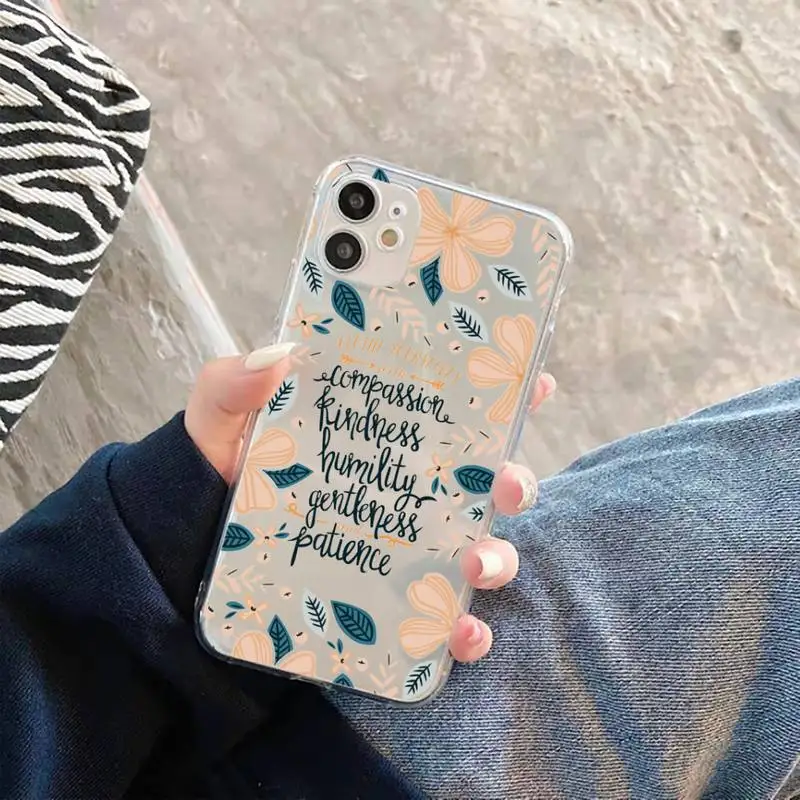

Bib Quotes Phone Case Transparent soft For iphone 5 5s 5c se 6 6s 7 8 11 12 plus mini x xs xr pro max