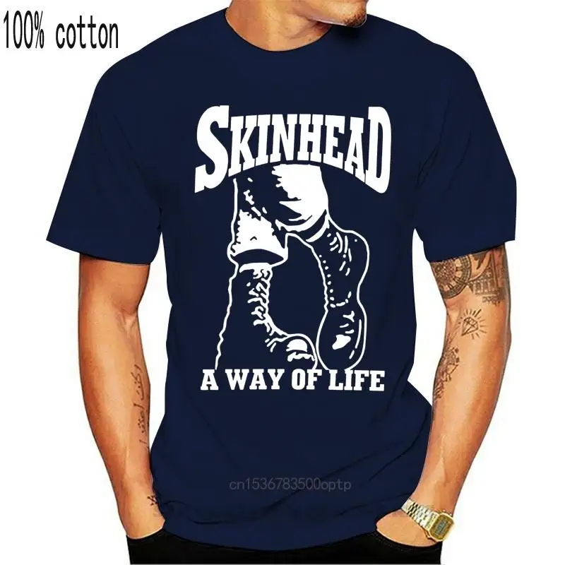 

Мужская футболка с принтом Skinhead, модная футболка с принтом из 100 хлопка с короткими рукавами, образ жизни