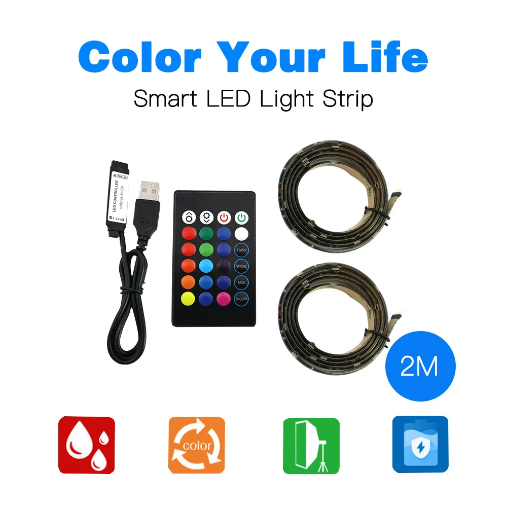 Светодиодная лента SMD5050 RGB 5 В водонепроницаемая для подсветильник Ки телевизора