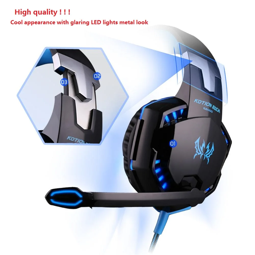 Игровые наушники G2000 G9000 с микрофоном большие подсветкой стереонаушники