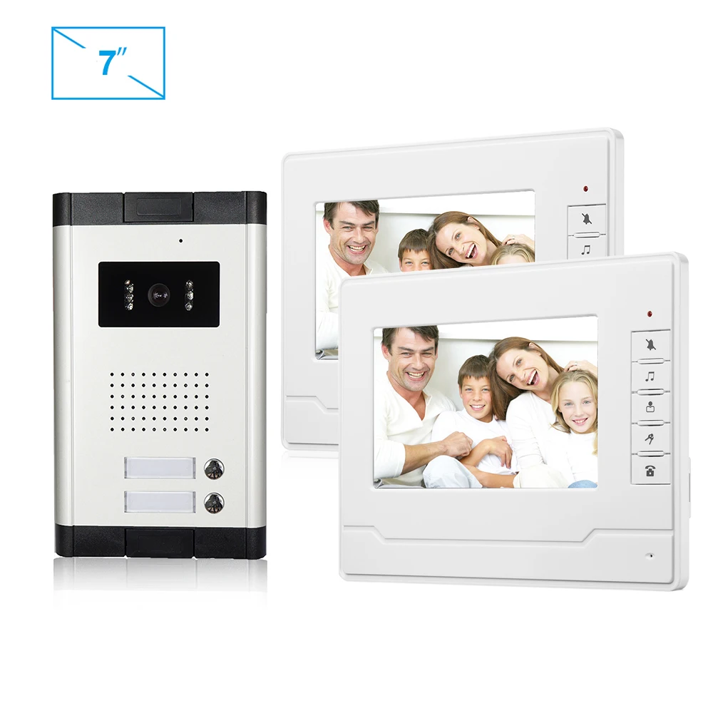 V70N-520X2 Видео домофон Системы, проводной 7 дюймов TFT Цвет видео-телефон двери комплект с Водонепроницаемый Камера на 3 квартиры - Цвет: V70N-520X2