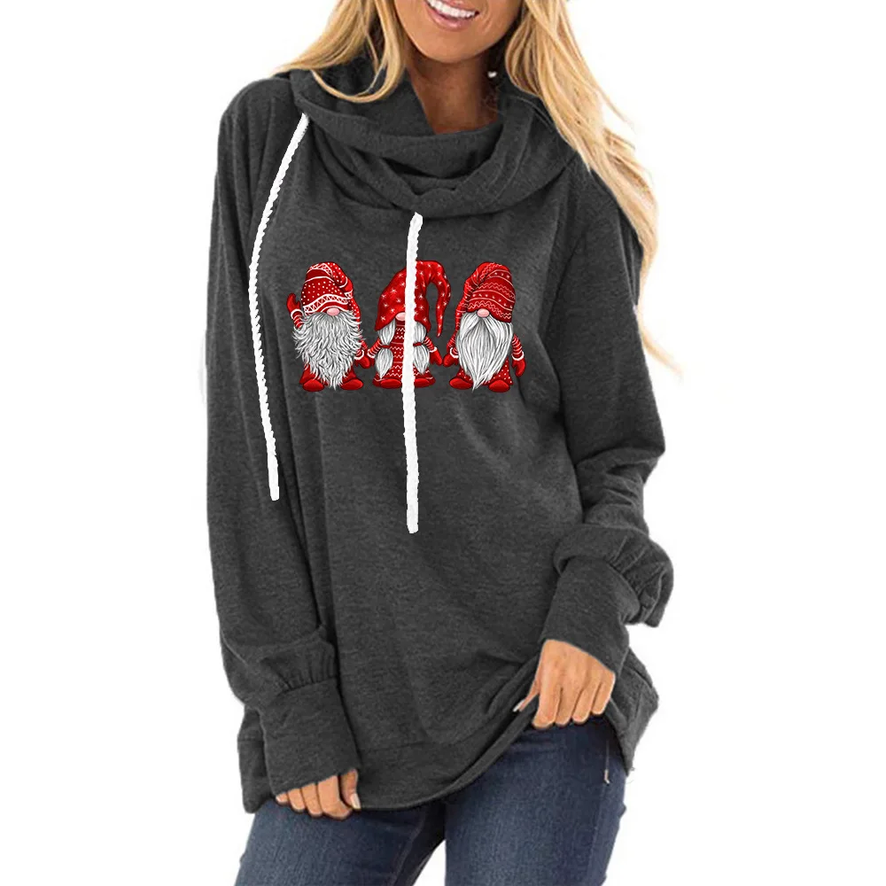 

Carney women's drawstring Hooded Sweater Santa Claus loose long sleeve T-shirt