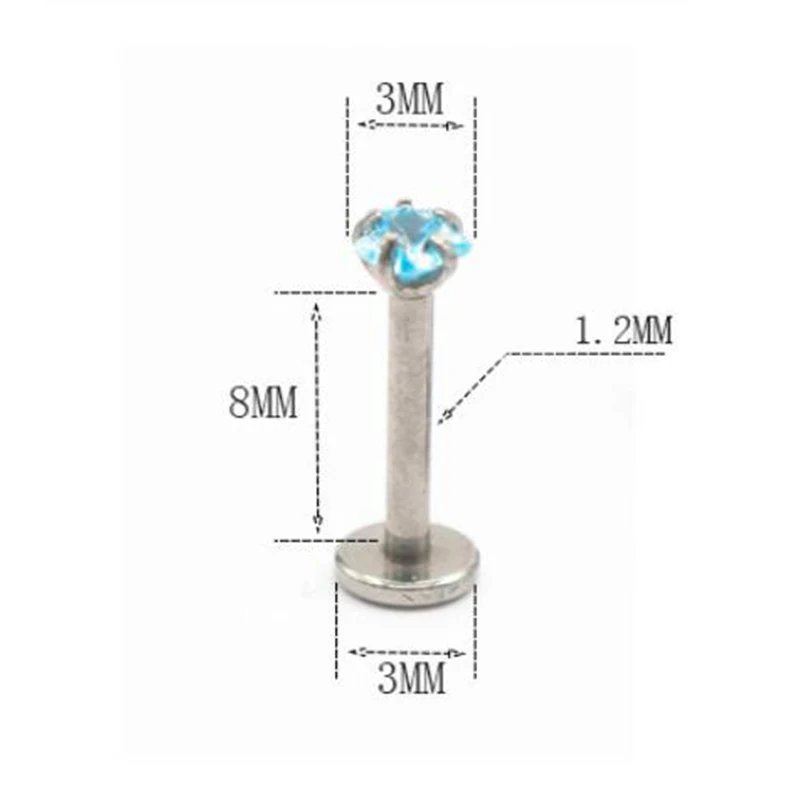 Титан сталь цирконий серьги 3 мм пентаграмма хрустальные Надеваемые На ушной