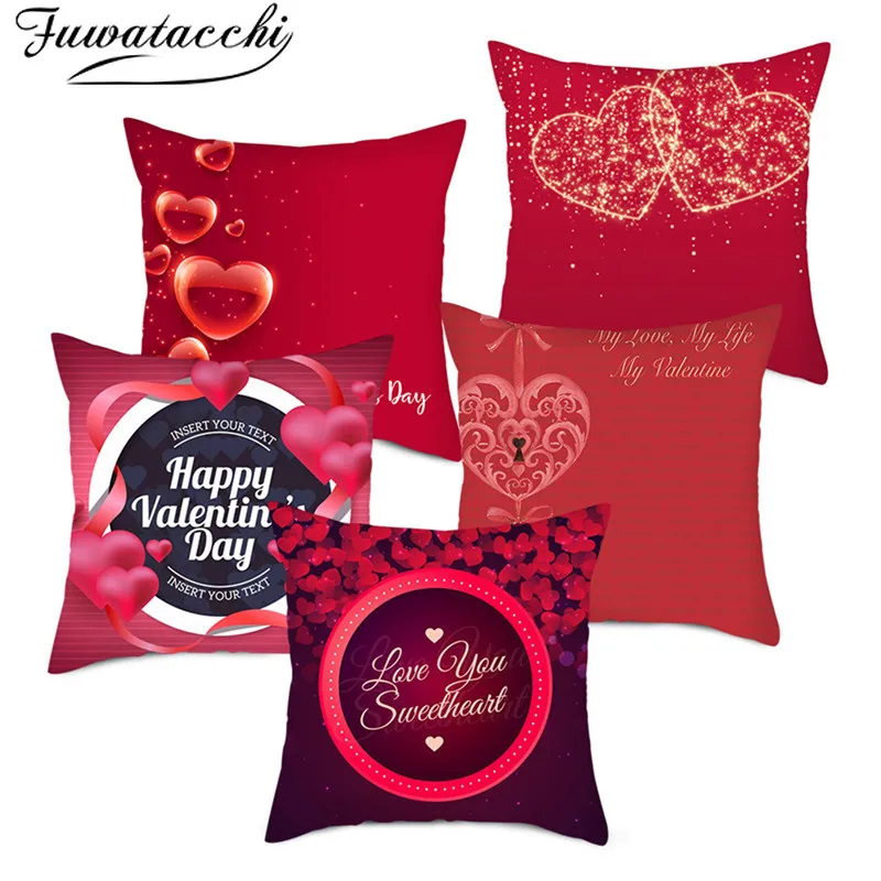 Fuwatacchi Valentine's Day present Cushion Covers red love Pillow Cases For Car Bedroom Sofa Decorative Throw Pillows | Дом и сад