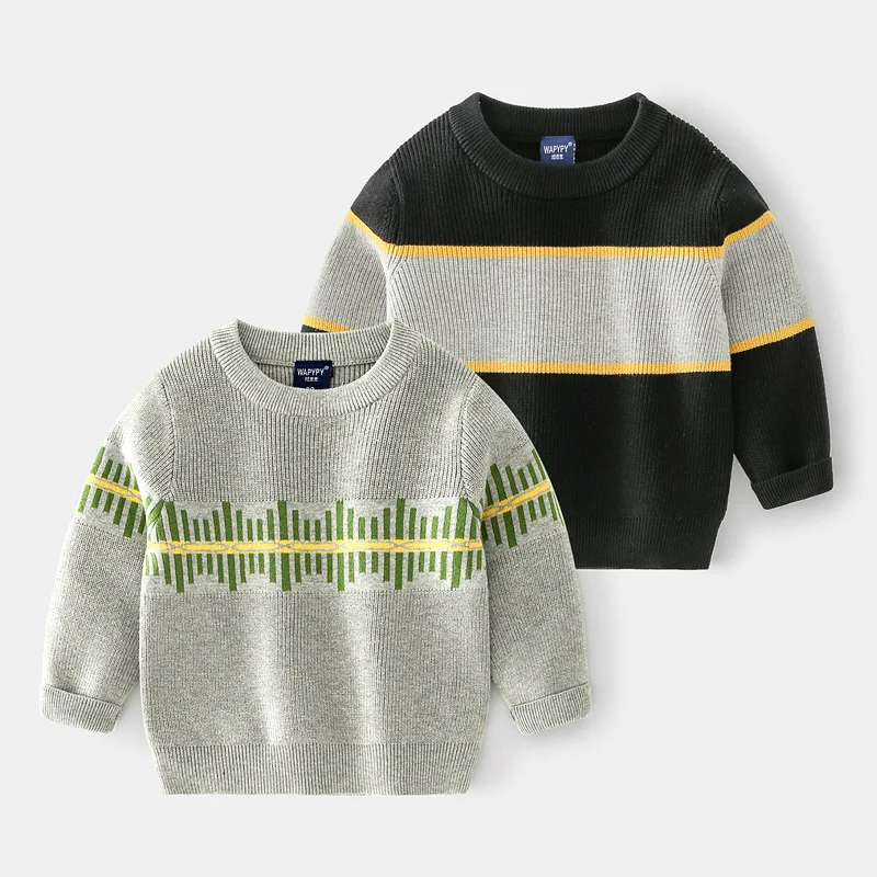 

2-8Years Children Clothes Boys Knitted Sweaters Long Sleeve Autumn Sweater Pullovers 2021 Winter Kids Boys Jumper Patchwork Tops
