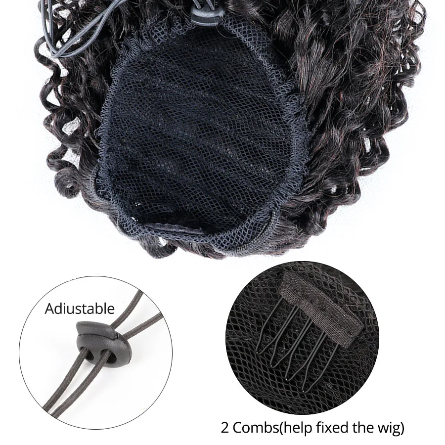 От Kinky Curly Drawstring конский хвост пони человеческих волос Удлинительный зажим