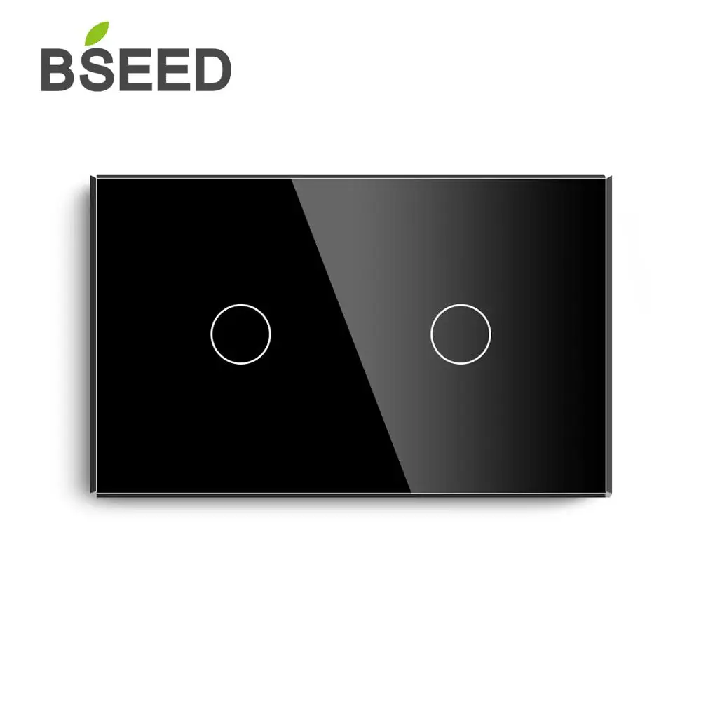 Bseed нам сенсорный выключатель 2 Gang 1/2 способ светильник настенный выключатель белого цвета с украшением в виде кристаллов класса Панель Белый черного и золотого цвета умный переключатель