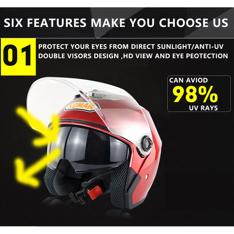Двойной козырек для скутера Шлем Женский Chopper Capacete Moto Abatible мотоциклетный
