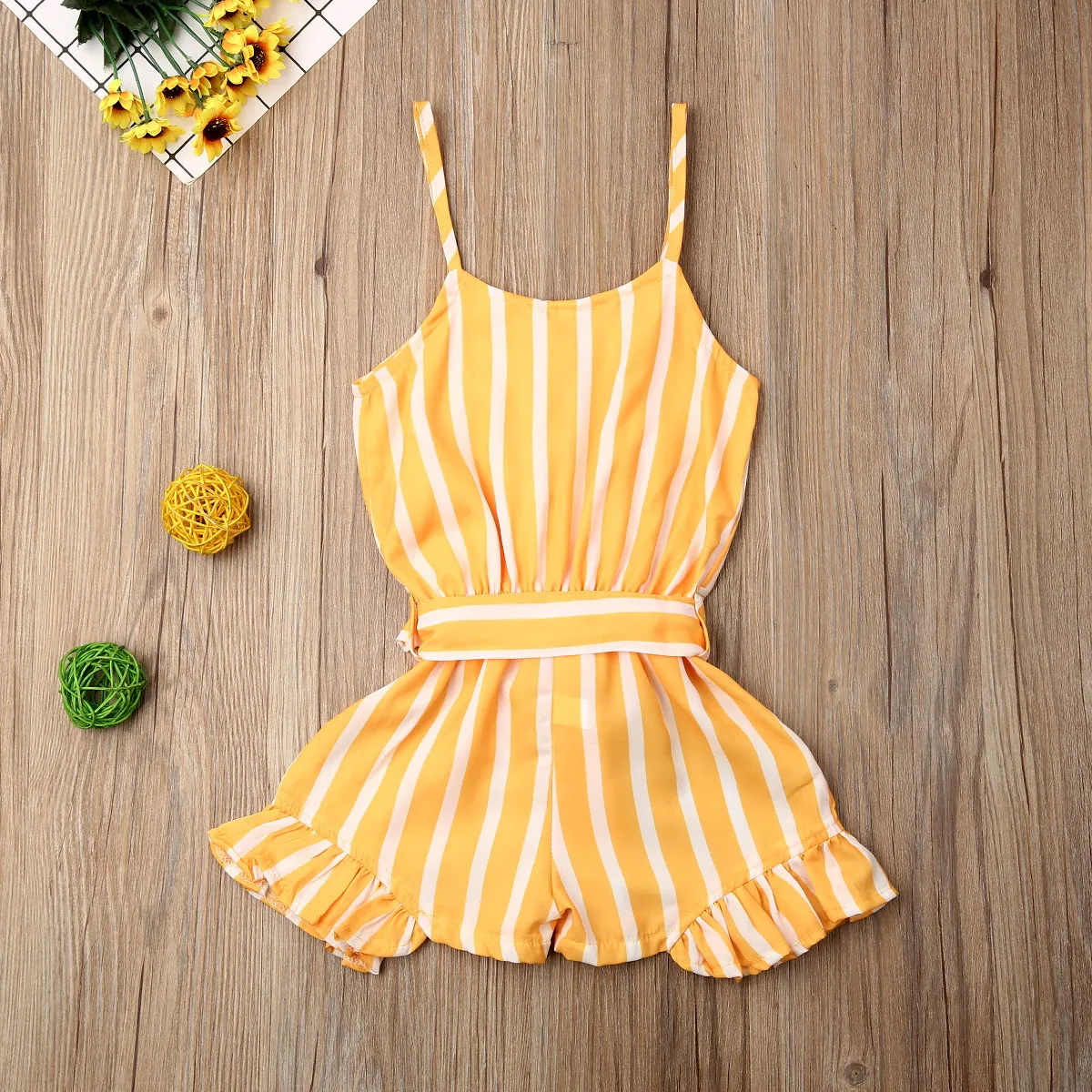 

Kids Baby Girls Clothes Summer Sleeveless Striped Romper Strap Jumpsuit Girls Casual One Piece Playsuit Outfits 3-8Y