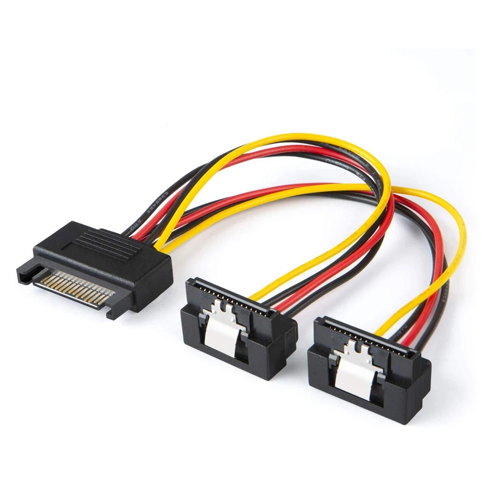 Кабель питания SATA 6 дюймовый 15 контактный штекер 2xSATA разъем под углом кабель
