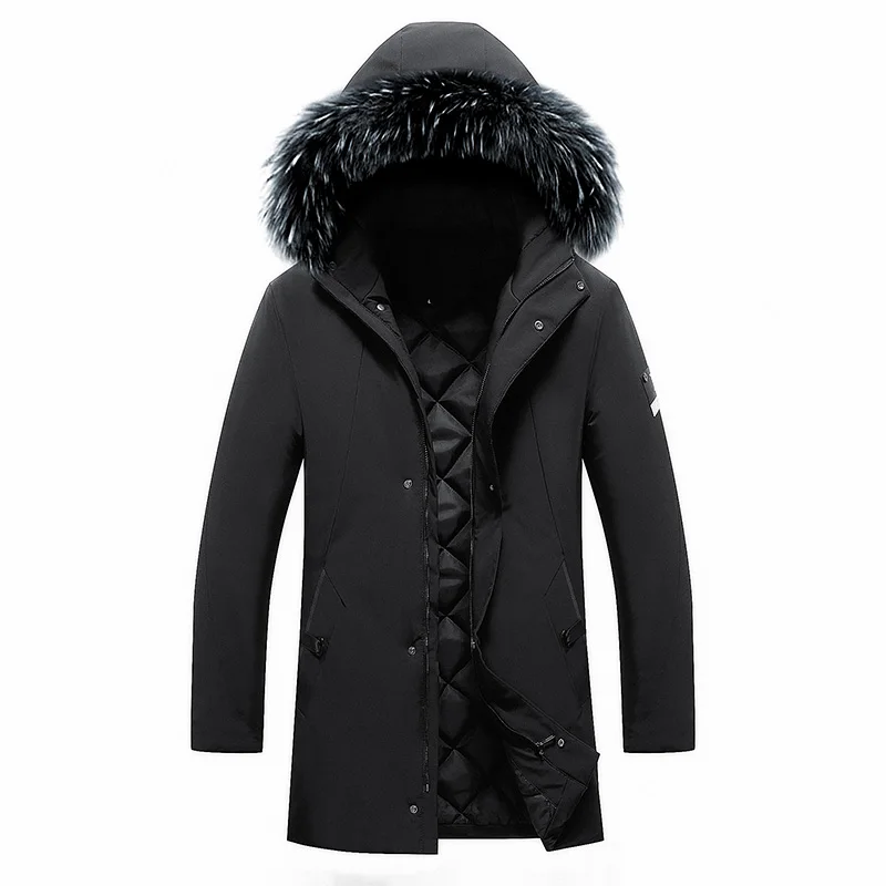 Winter Men jacket Casual Faux Fur Collar Long Thick Parkas Jacket Coat Men Outwear Hooded Pockets Waterproof Jackets Parka Men