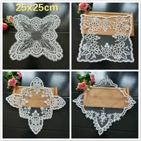 european style lace embroidery square 25cm exquisite placemat coffee cup coaster beverage fruit snack banquet party cover cloth