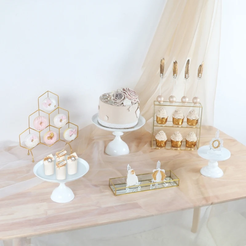 

Wedding Party Dessert Table Food Cake Cupcake Display Plates Fondant Cake Decorating Tools Cake Stands Set Donuts Holder Racks