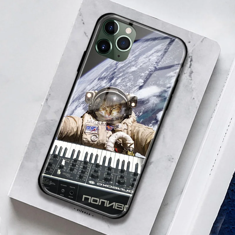 Мягкий силиконовый чехол с изображением кошек на синтезаторах в космосе