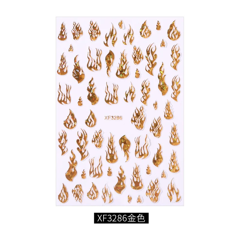 FX3286Gold Ультратонкий дизайн ногтей Mirage Aurora Flame осенние слайдеры Nailart стикеры самоклеящиеся огненная фольга matrica для маникюра Deco Tips - Цвет: FX3286Gold