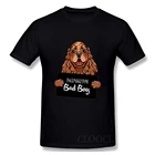 CLOOCL хлопковая футболка, модные английские кокер-спаниель Dog Bad Boy мужские футболки с принтом, женские Рубашки, Топы, забавные хлопковые черные футболки