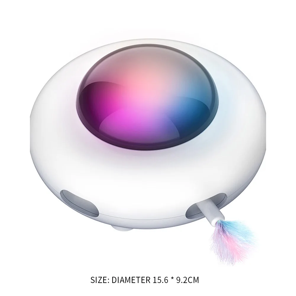 

Kitten Pet Electric Cat Teaser Toy Smart Feather Stick Spinning Turntable Cat Catching Mouse Donut Automatic Turntable Cat Toy