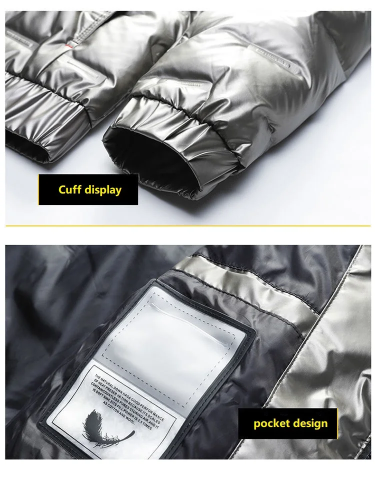 

Antarctic 2021 new winter casual jacket men's trendy white duck down shiny light thin down jacket men's short trench coat