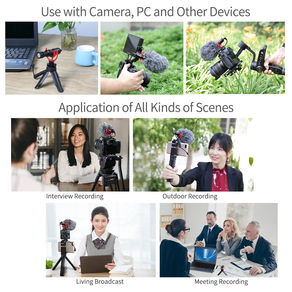 

FEELWORLD FM8 Mini 3.5mm Condenser Microphone for YouTube Video Live Broadcast Online Meeting Phone Canon DSLR Zhiyun Stabilizer