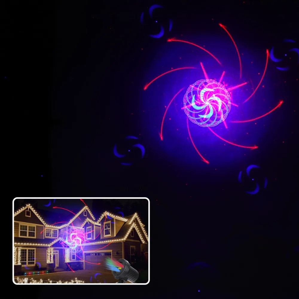 RGB Душ открытый движение звезды Лазерная лампа дистанционного Рождественские огни Сад водонепроницаемый IP65 Рождество праздничное украшение для дома