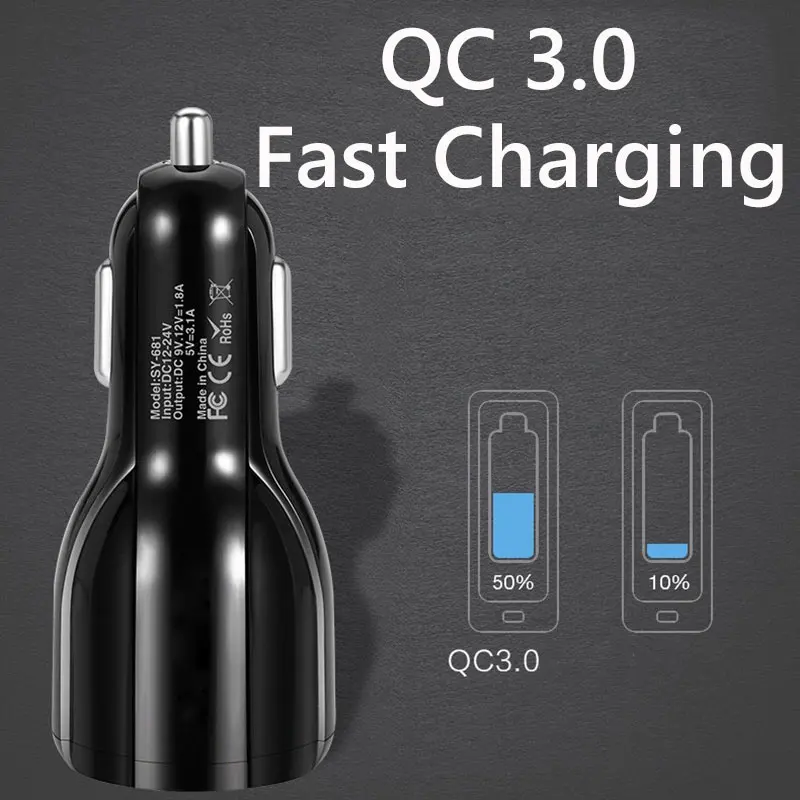 Suntaiho QC 3,0 двойное USB Автомобильное зарядное устройство Быстрая зарядка мобильного телефона быстрое автомобильное зарядное устройство для iPhone samsung S10+ планшет мини Usb зарядное устройство