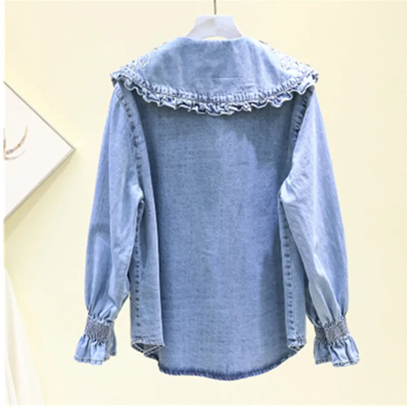 2020 новая весенняя джинсовая Блуза женская одежда рубашка ручной работы с