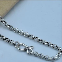 100 s925 pure silver jewelry circle necklace retro man and woman all match long paragraph sweater chain valentines day gifts