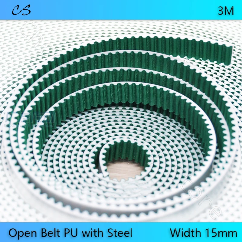 Ремень ГРМ из ПУ кожи не скользящий бесшумный для 3D-принтеров ширина 15 мм зелёная
