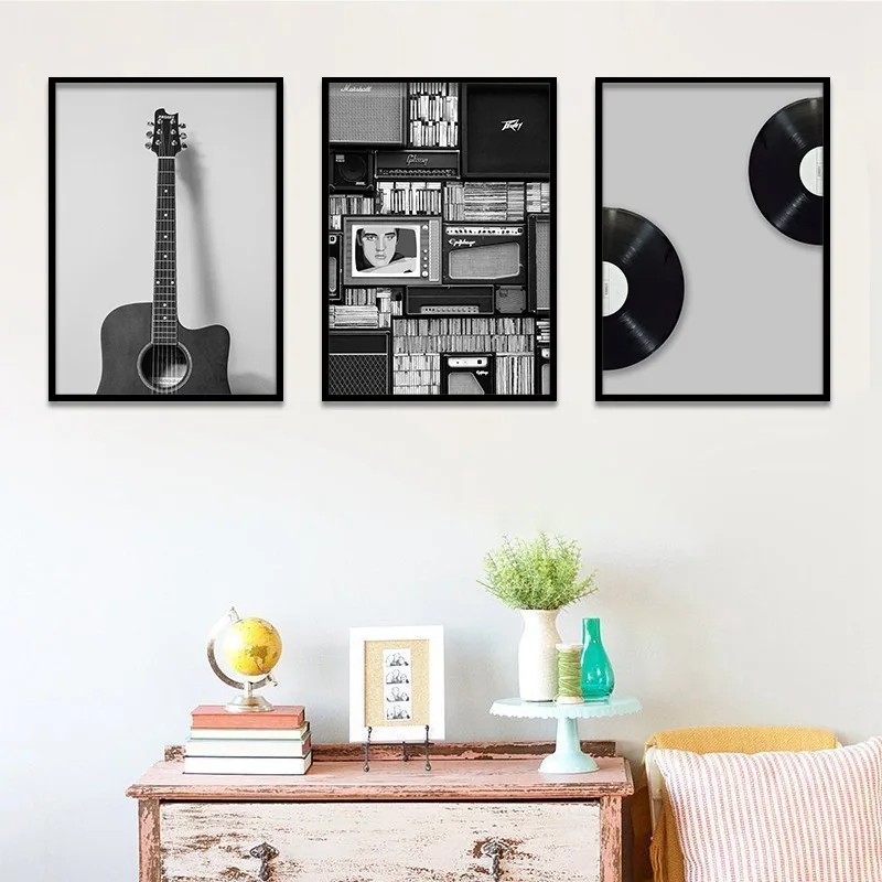 Музыкальный студийный элемент домашний декор холст живопись черно-белый простой