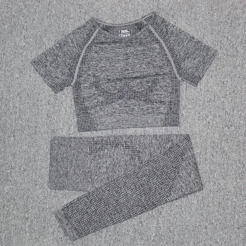 

Tracksuit Women Seamless Yoga Set Workout Sportswear Gym Clothing Fitness Long Sleeve Crop Top High Waist Leggings Sports Suits