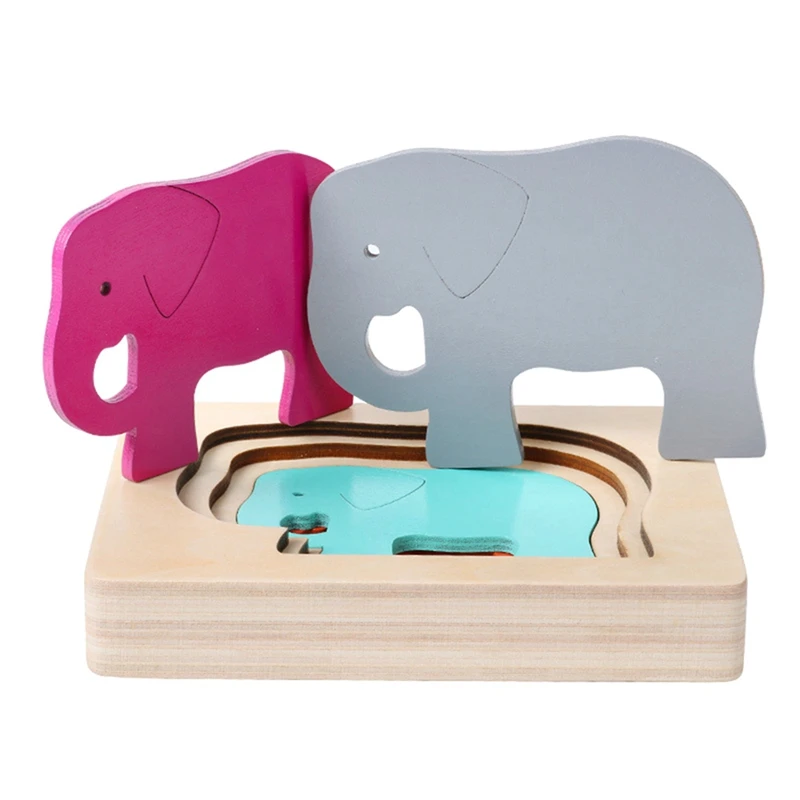 

Детские деревянные игрушки для детей, картонная 3D-Головоломка с животными, многослойные головоломки, детские игрушки, товары для раннего ра...