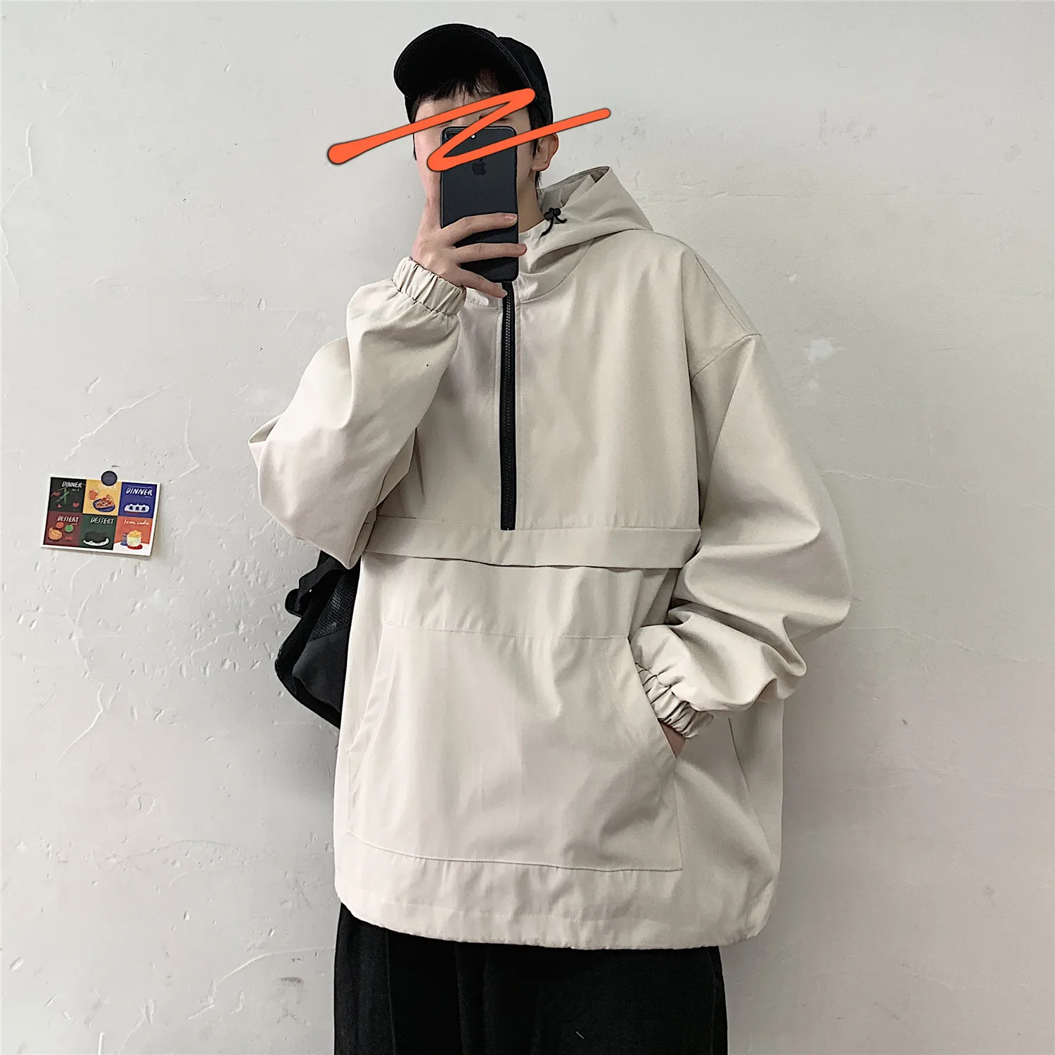 

Men Jacket Autumn Lazy Style Korean Hooded Hooded Jacket Casual Jacket Loose Trend Large Size Handsome Long Sleeved Top -40