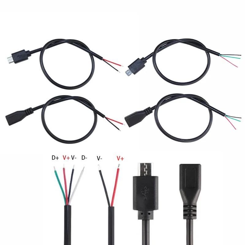 

Micro USB 2,0 A Разъем «Папа-мама» кабель для зарядки 4 Pin 2 Pin 4 провода шнур для передачи данных DIY для интерфейса Android
