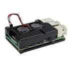 Алюминиевый металлический чехол для Raspberry Pi 4, алюминиевый чехол для Raspberry Pi 3 с двойным вентилятором и радиатором для Raspberry Pi 4, 3, Модель B, 3B Plus