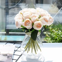 yooa 18pcs artificial rose flowers silk rose flower for home party decoration fake flowers wedding bouquet christmas flowers